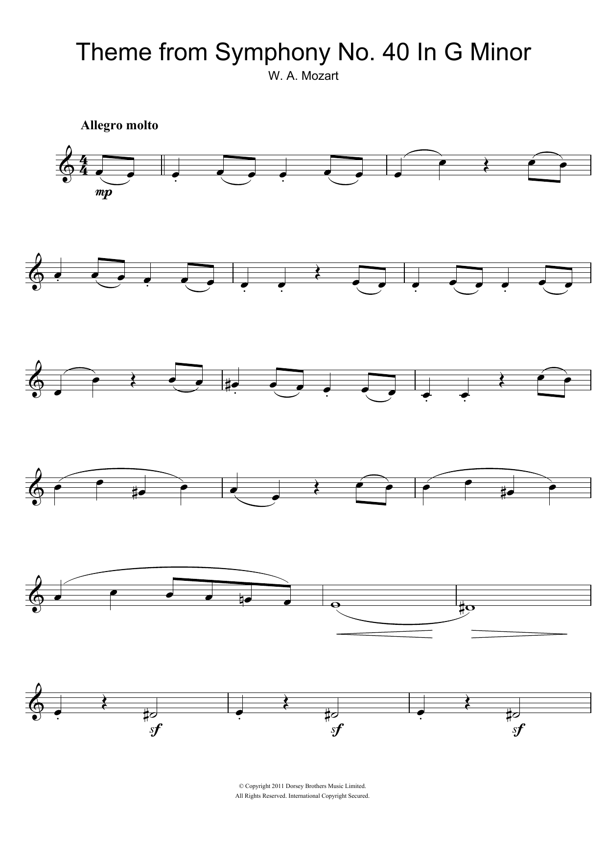 Product gallery: Page 1 of 1 Symphony No. 40 (Theme), Wolfgang Amadeus Mozart