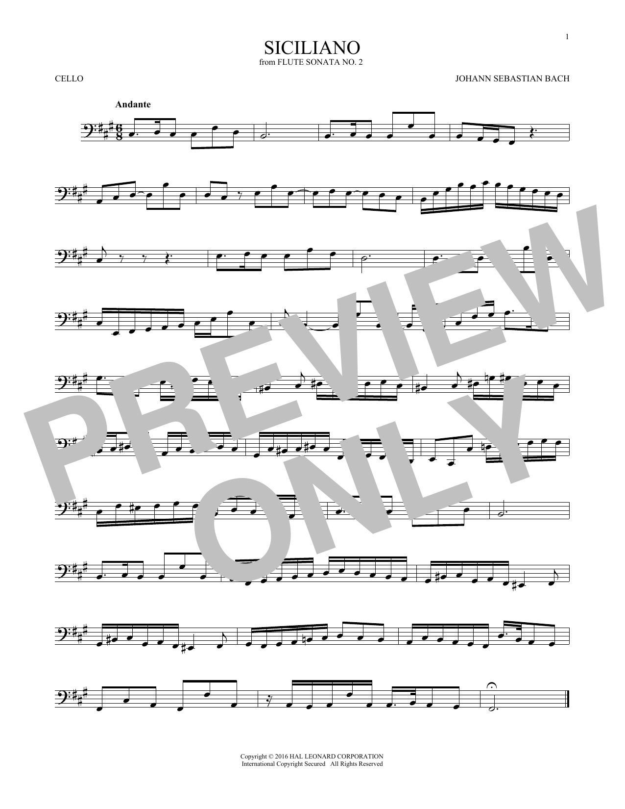 Produktgalerie: Seite 1 von 1 Siciliano, Johann Sebastian Bach, Violoncello