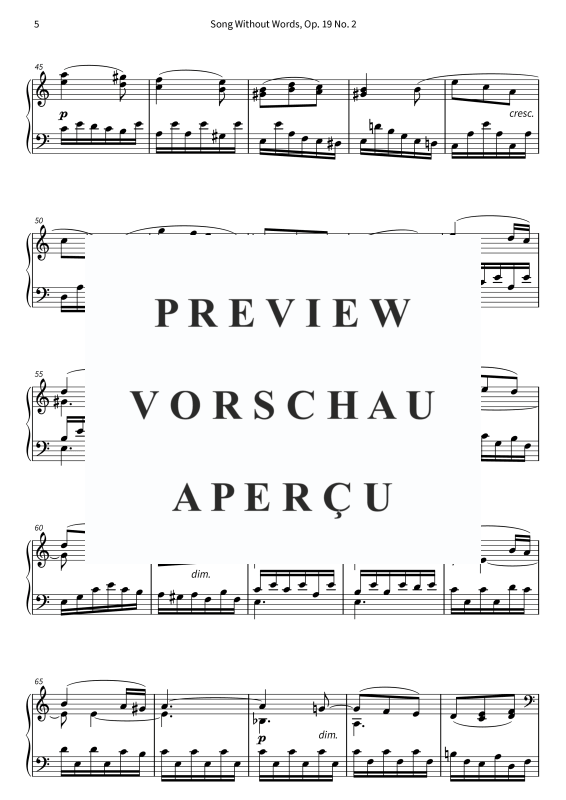 Product gallery: Page 7 of 8 Song Without Words, Op. 19 No. 2, , Solo Piano