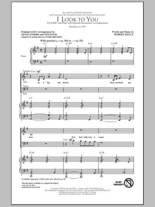 Produktgalerie: Seite 1 von 1 I Look To You, Mark Brymer, Chor