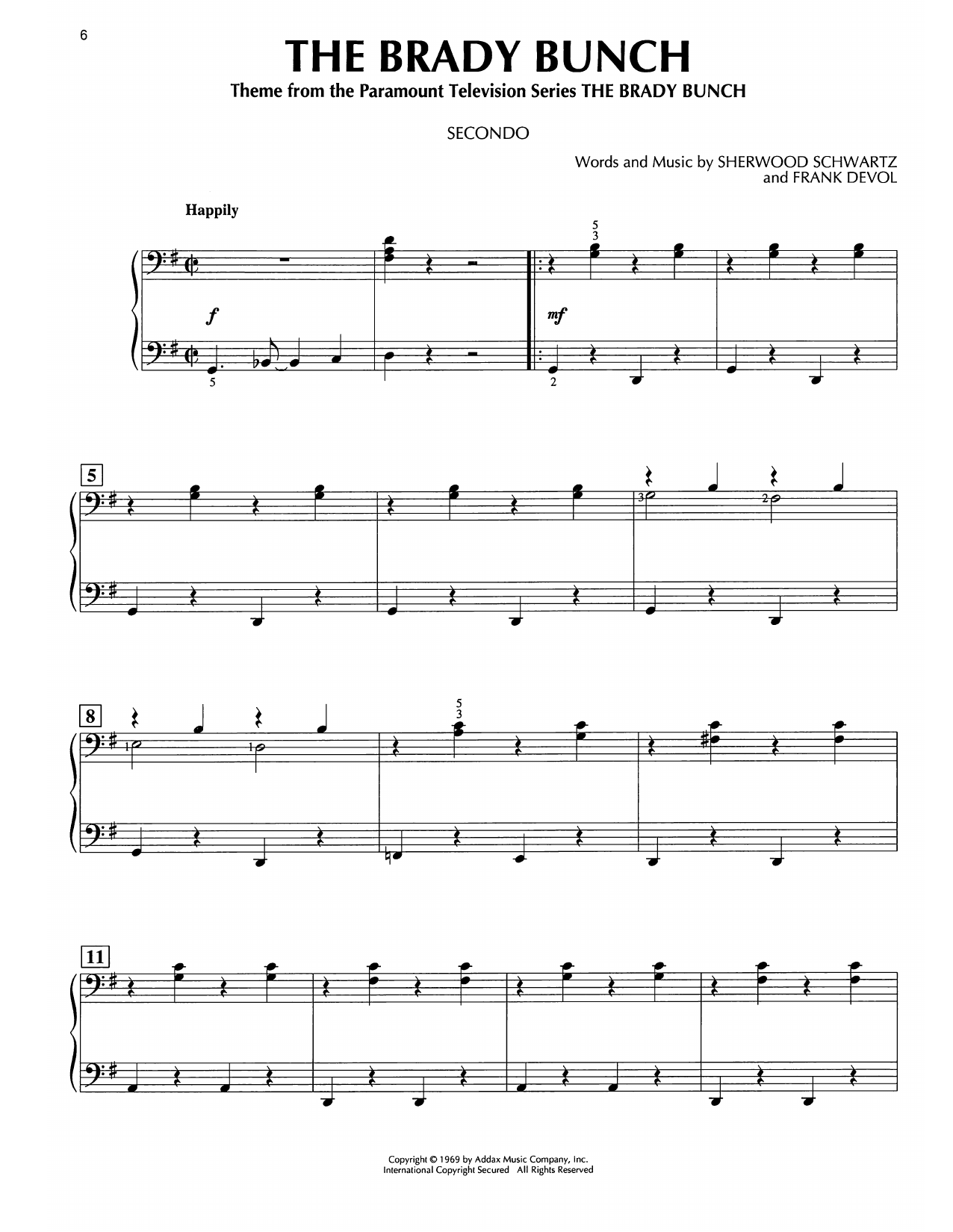 Produktgalerie: Seite 1 von 1 The Brady Bunch, Frank DeVol, Klavier