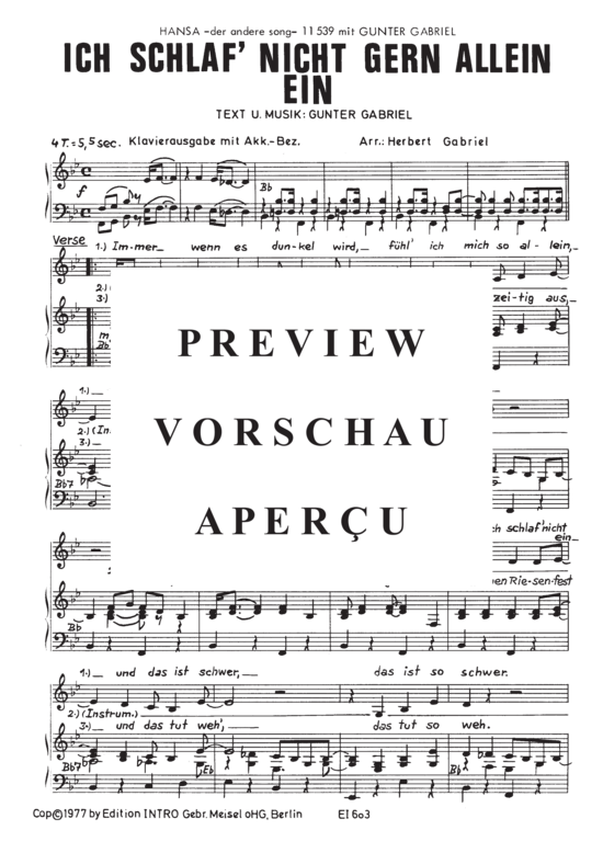 Produktgalerie: Seite 4 von 4 Ich schlaf nicht gern allein ein, Gabriel, 	Gunter, Klavier und Gesang