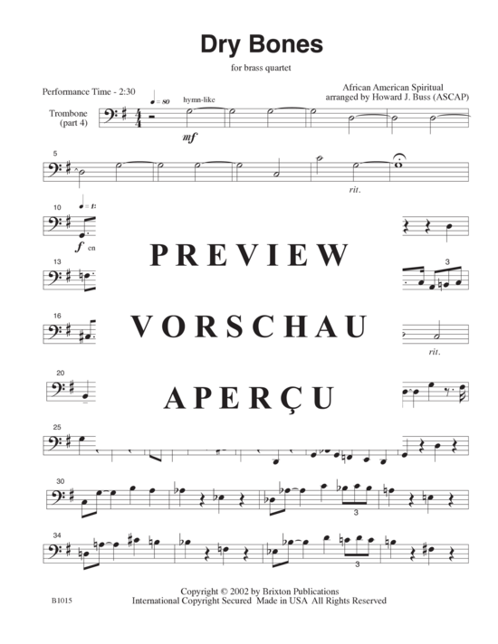 Produktgalerie: Seite 16 von 17 Dry Bones , , (Blechbläserquartett T T H/T T)