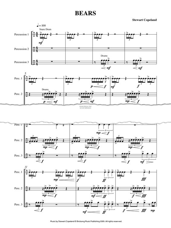 Produktgalerie: Seite 1 von 1 Bears (Mikrokosmos for Percussion), Stewart Copeland, Percussion