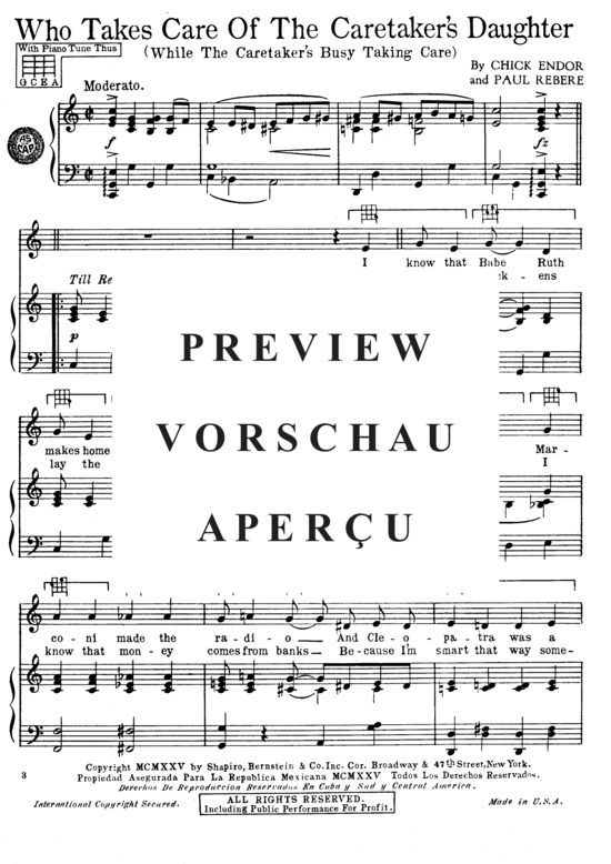Produktgalerie: Seite 4 von 8 Who Takes Care Of The Caretaker's Daughter (While The Cartaker's Busy Taking Care) , Popular Standard, (Klavier und Gesang)