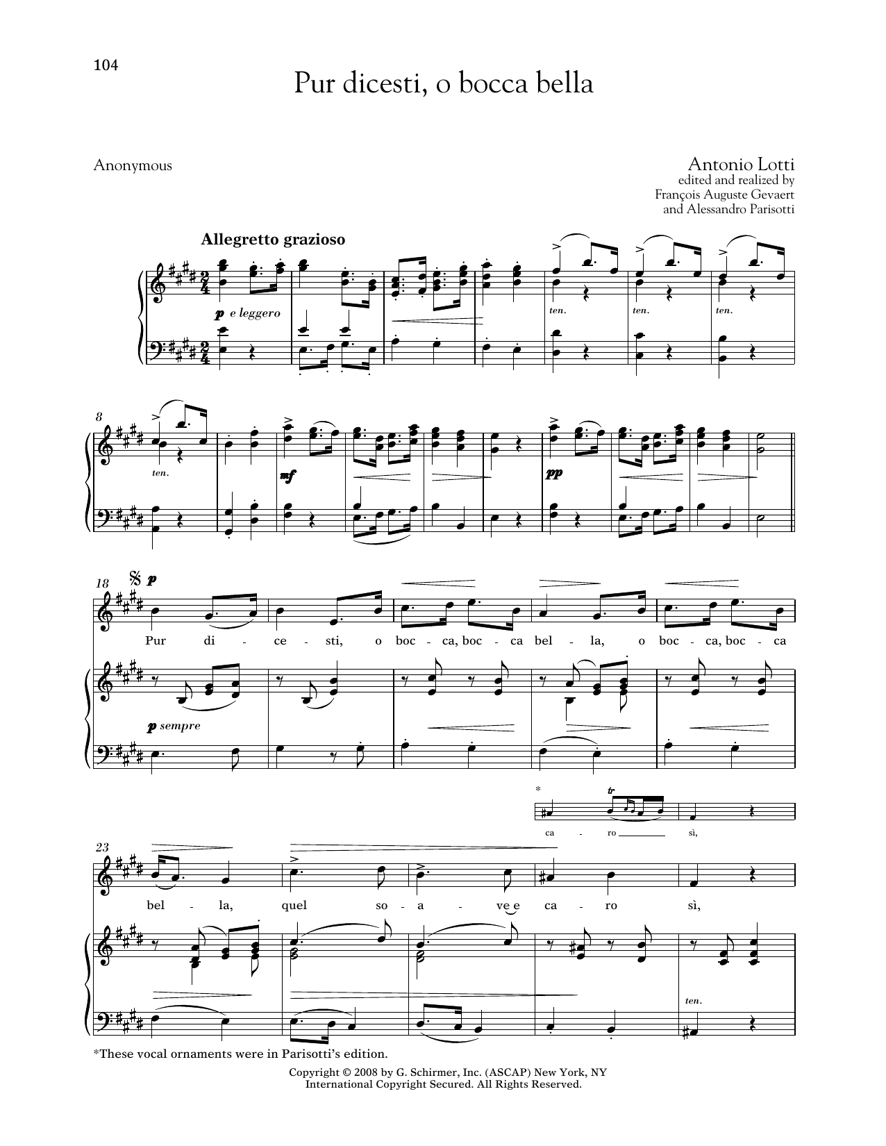 Produktbild zu: Pur Dicesti, O Bocca Bella (Medium High Voice)