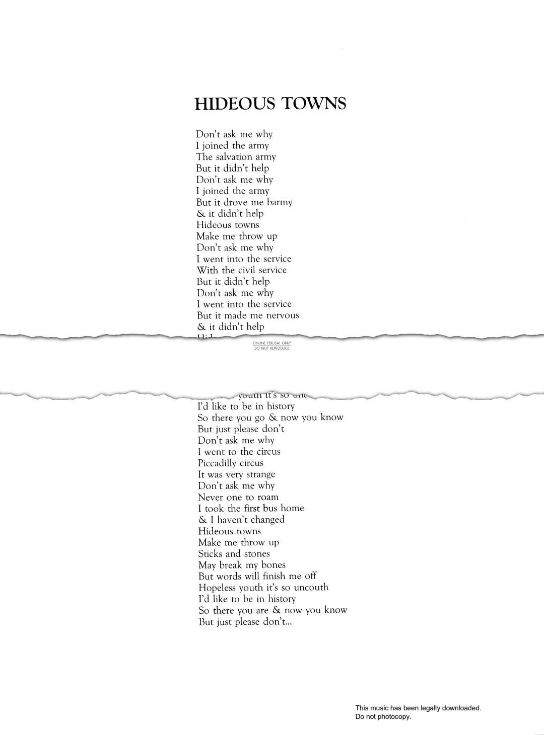 Produktgalerie: Seite 1 von 1 Hideous Towns, The Sundays, Gesang, Gitarre, Klavier