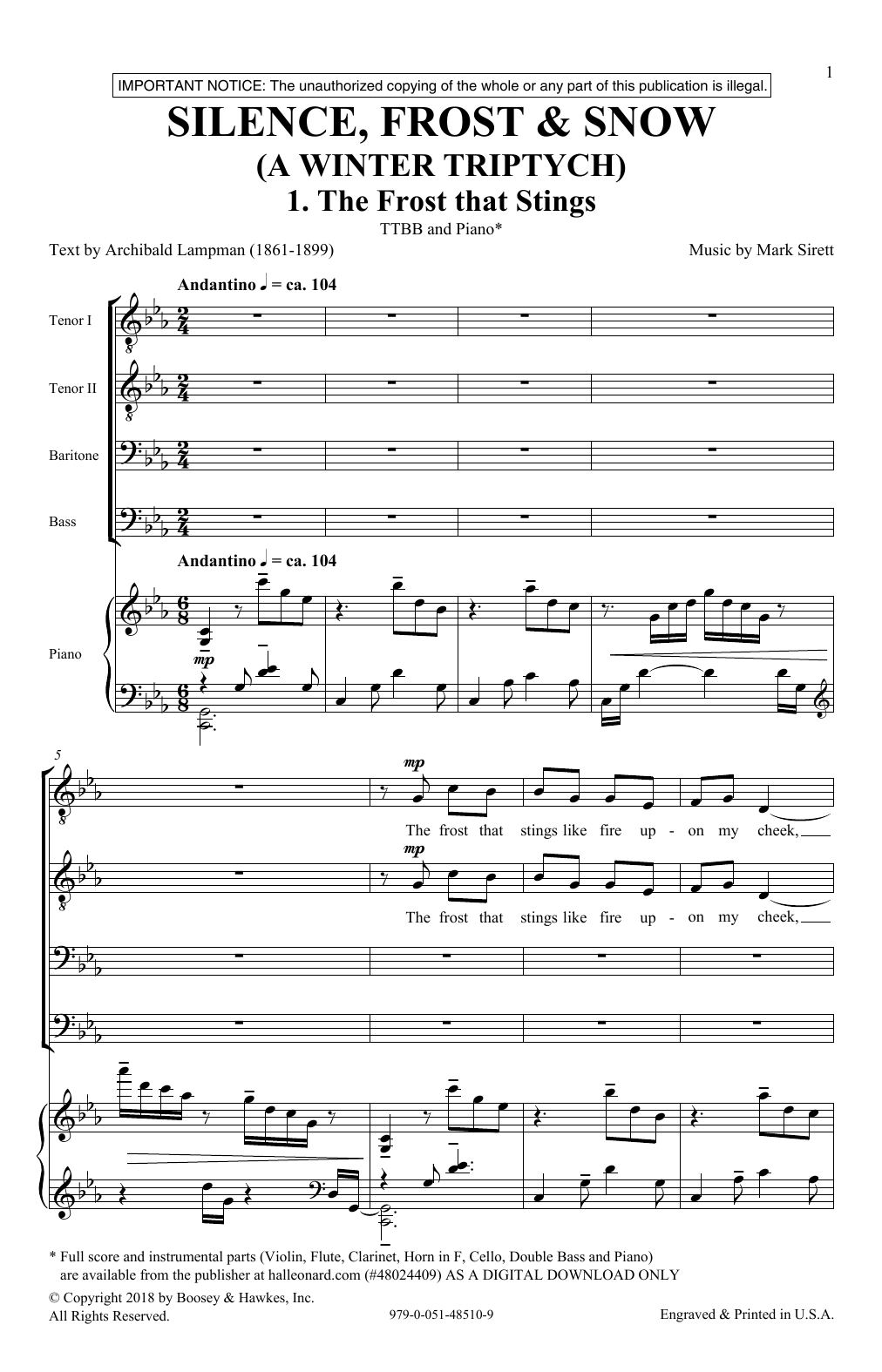 Product picture to: Silence, Frost & Beauty (A Winter Triptych)