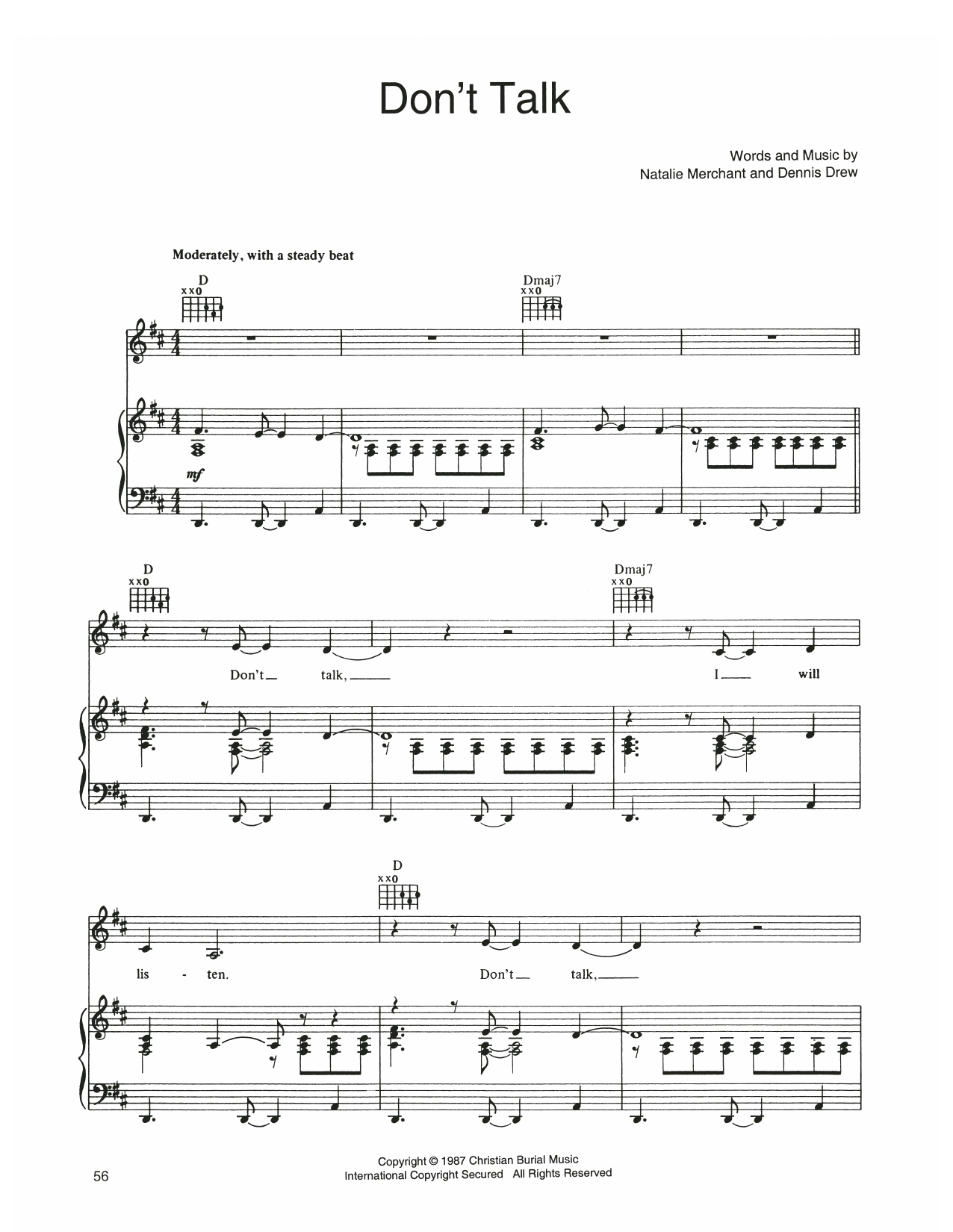 Produktgalerie: Seite 1 von 1 Don't Talk, 10,000 Maniacs, Gesang, Gitarre, Klavier