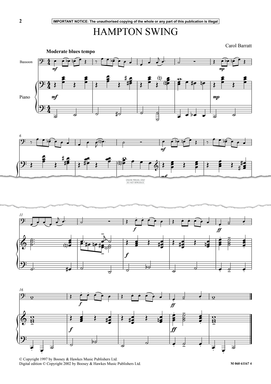 Produktgalerie: Seite 1 von 1 Hampton Swing, Carol Barratt, Fagott, Klavier