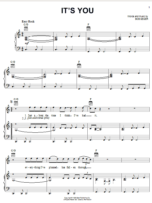 Produktgalerie: Seite 1 von 1 It's You, Bob Seger, Gesang, Gitarre, Klavier