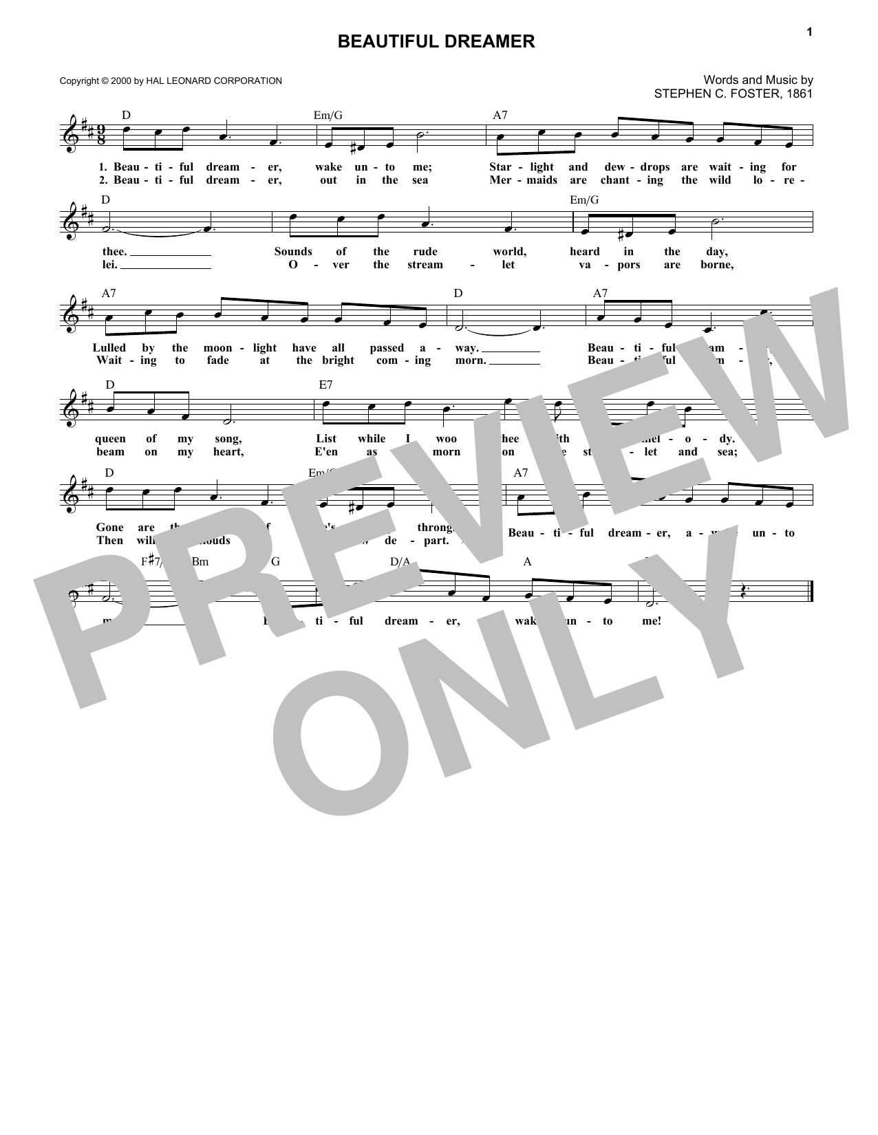 Product gallery: Page 1 of 1 Beautiful Dreamer, Stephen C. Foster