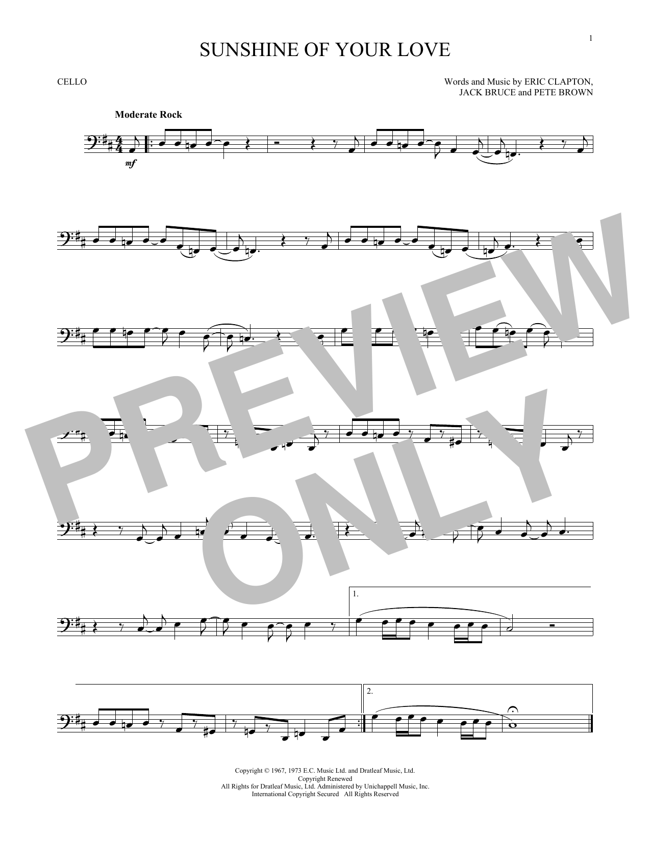 Produktgalerie: Seite 1 von 1 Sunshine Of Your Love, Cream, Violoncello