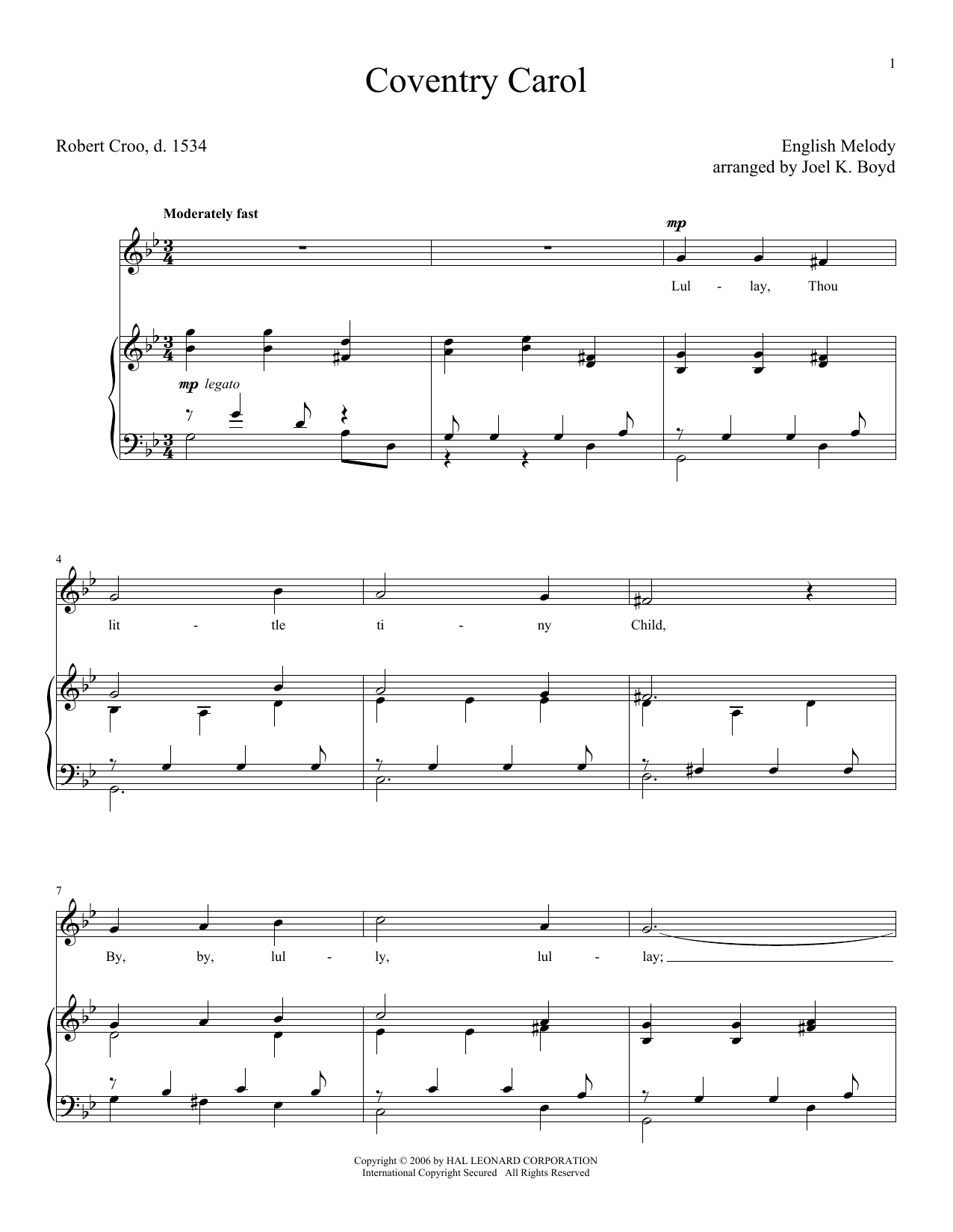 Product gallery: Page 1 of 1 Coventry Carol, Traditional Carol