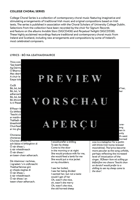 Produktgalerie: Seite 3 von 11 Bó na Leathaidhairce, , Tenor Solo, Gemischter Chor und irische Trommel