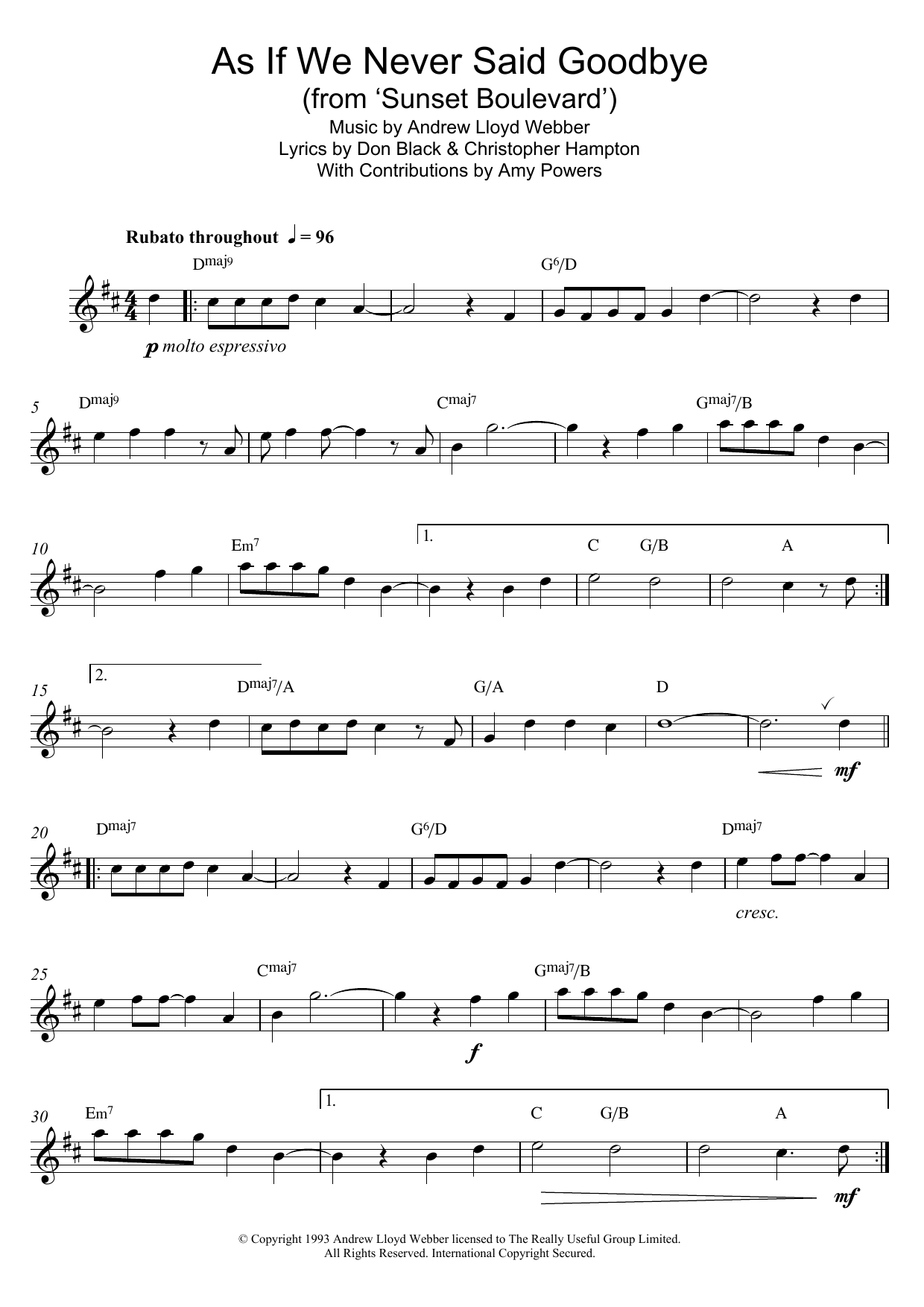 Product gallery: Page 1 of 1 As If We Never Said Goodbye (from Sunset Boulevard), Andrew Lloyd Webber