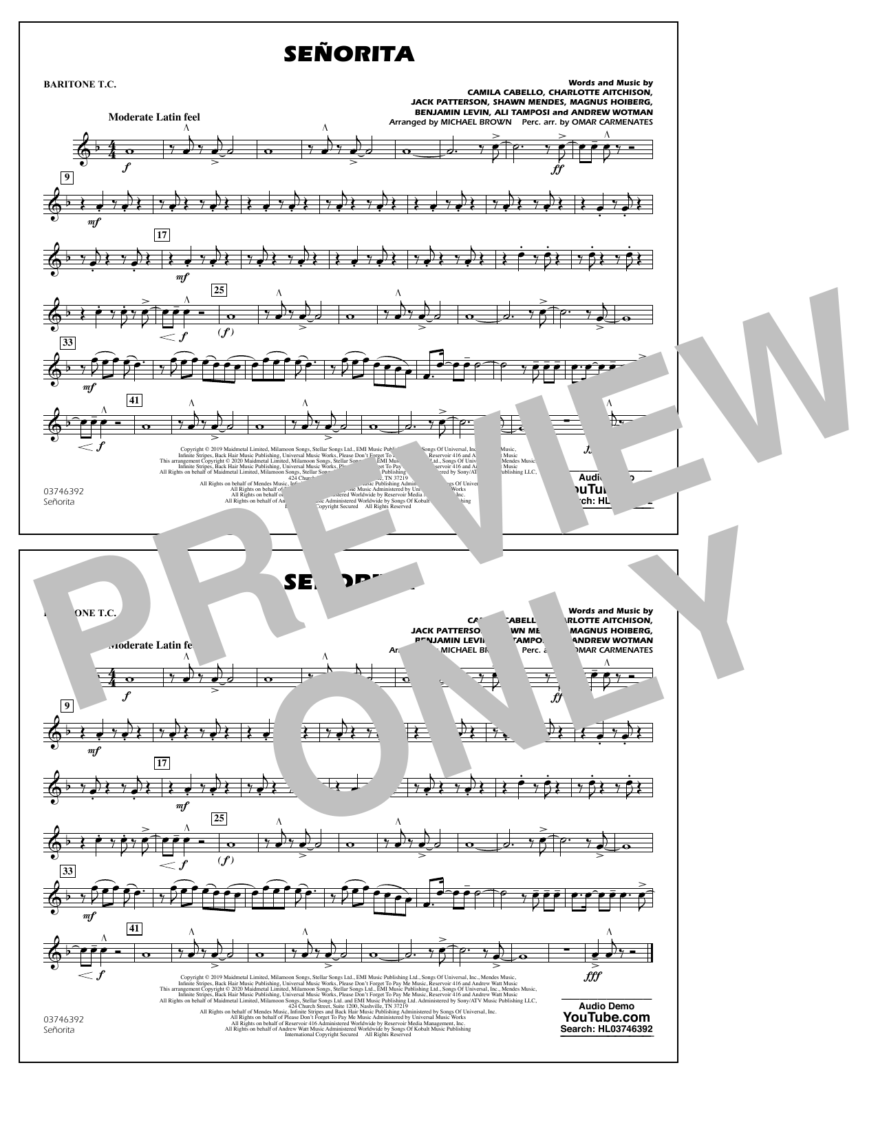 Product picture to: Señorita (arr. Carmenates and Brown) - Baritone T.C.