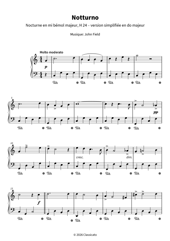 Produktgalerie: Seite 1 von 6 Nocturne - Nocturne en mi bémol majeur, H 24 - version simplifiée en do majeur, , Klavier Solo