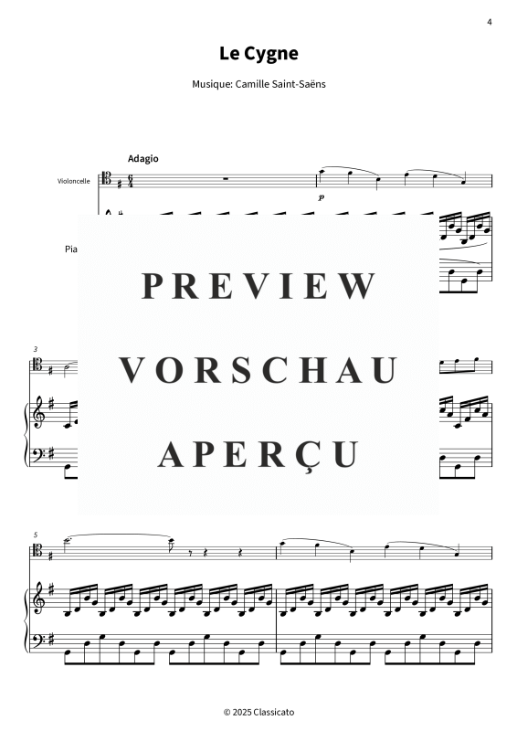 Product gallery: Page 6 of 10 Le Cygne - Extrait du Carnaval des animaux, , (violoncello and piano)