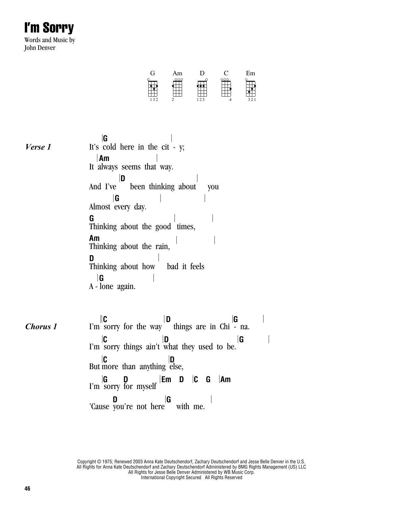 Product gallery: Page 1 of 1 I'm Sorry, John Denver