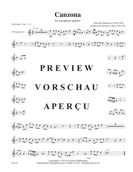 Produktgalerie: Seite 8 von 11 Canzona , , (Saxophonquartett SATB)
