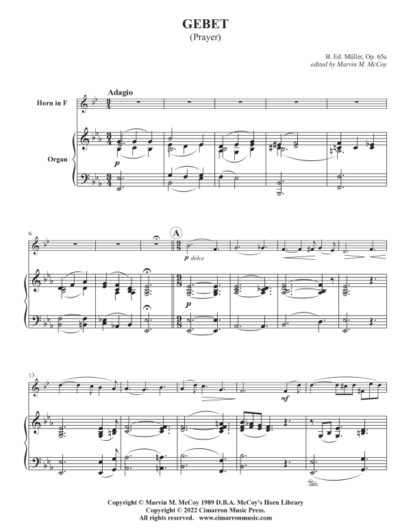 Product picture to: Gebet (Prayer) Op. 65aBernhard Edward Müller