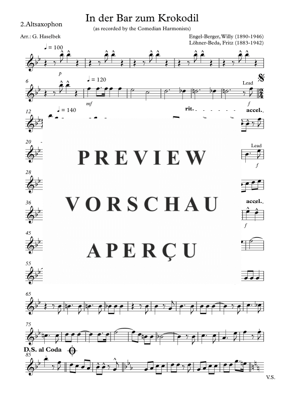 Product gallery: Page 11 of 11 In der Bar zum Krokodil, Comedian Harmonists, (Saxophone Quartet AATB)