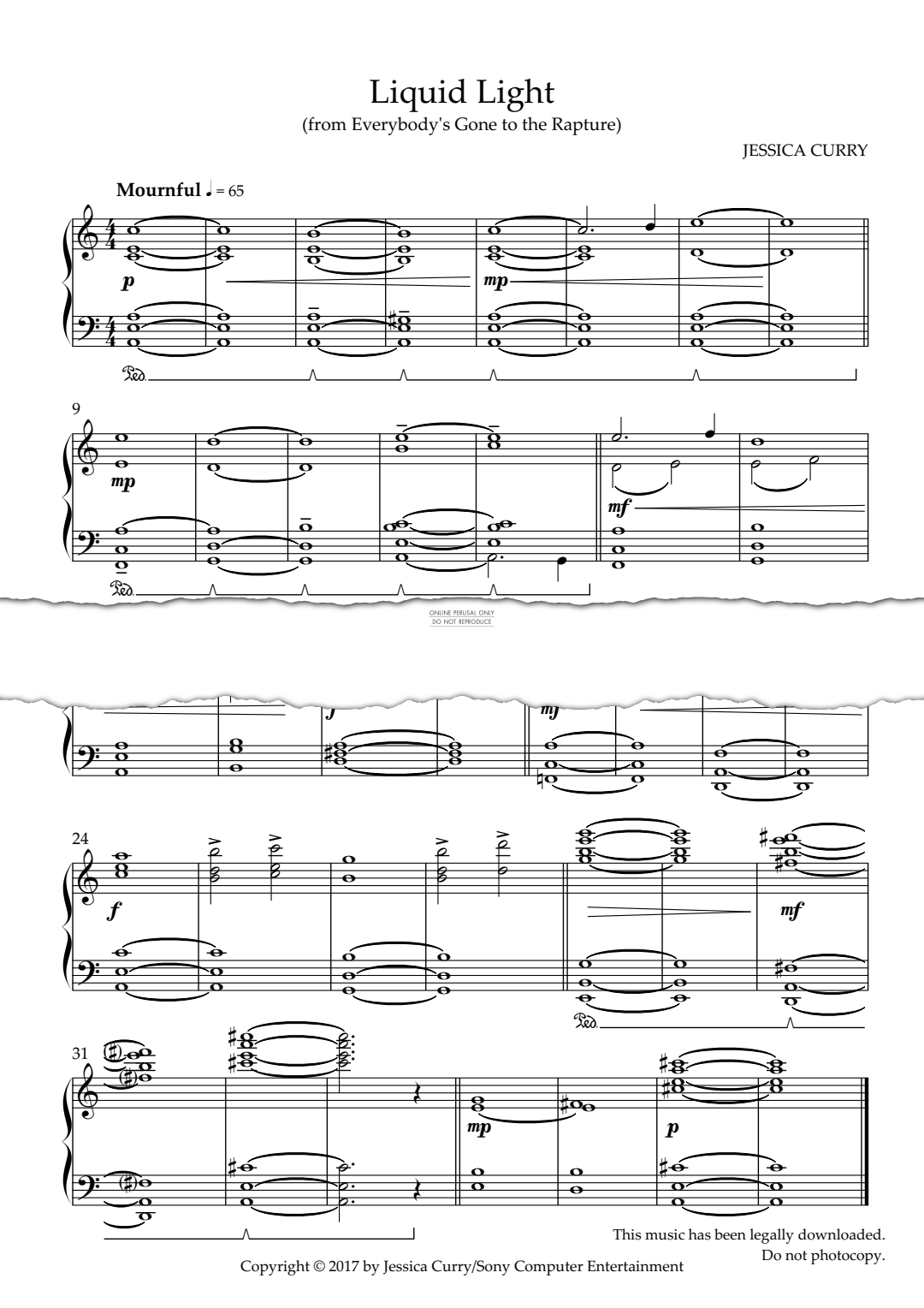 Produktgalerie: Seite 1 von 1 Liquid Light (from 'Everybody’s Gone to the Rapture'), Jessica Curry, Klavier