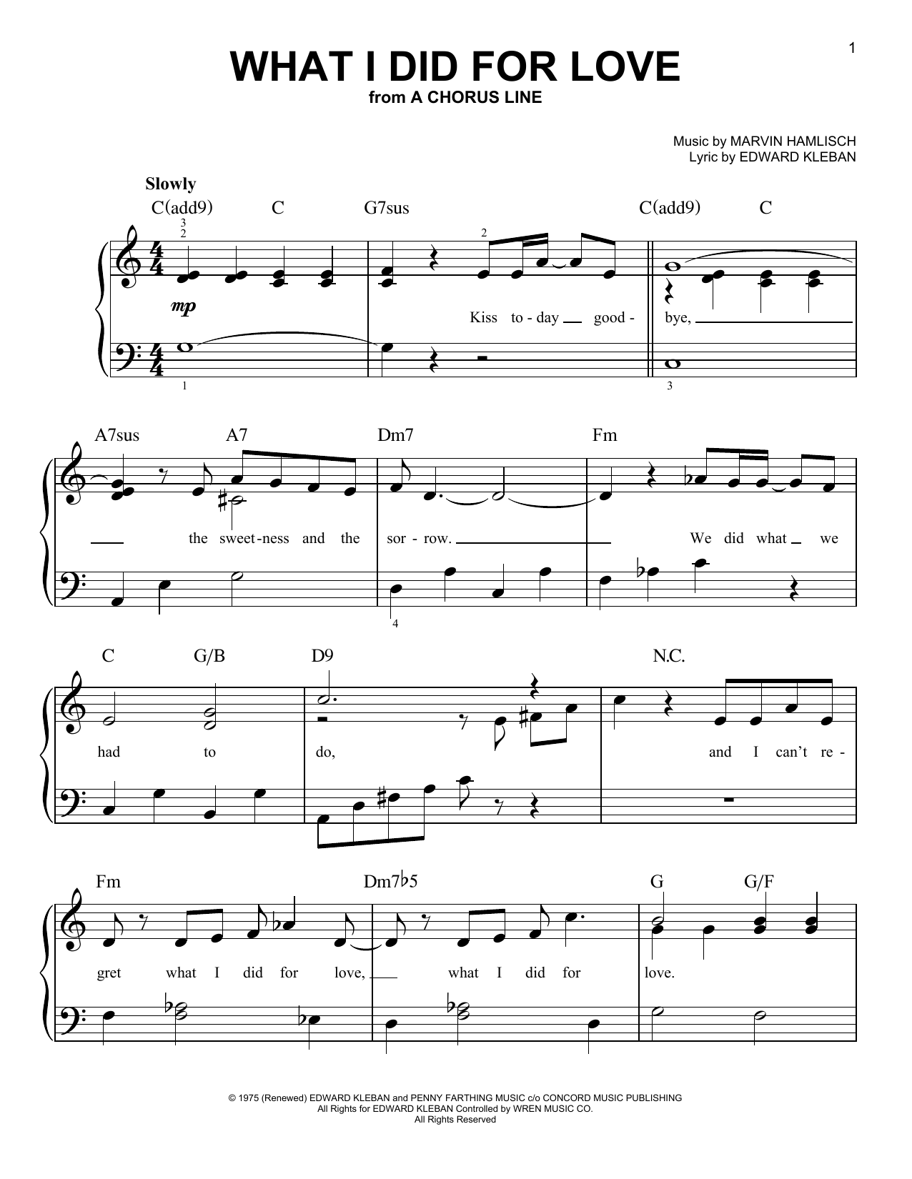 Produktgalerie: Seite 1 von 1 What I Did For Love, Marvin Hamlisch, Klavier