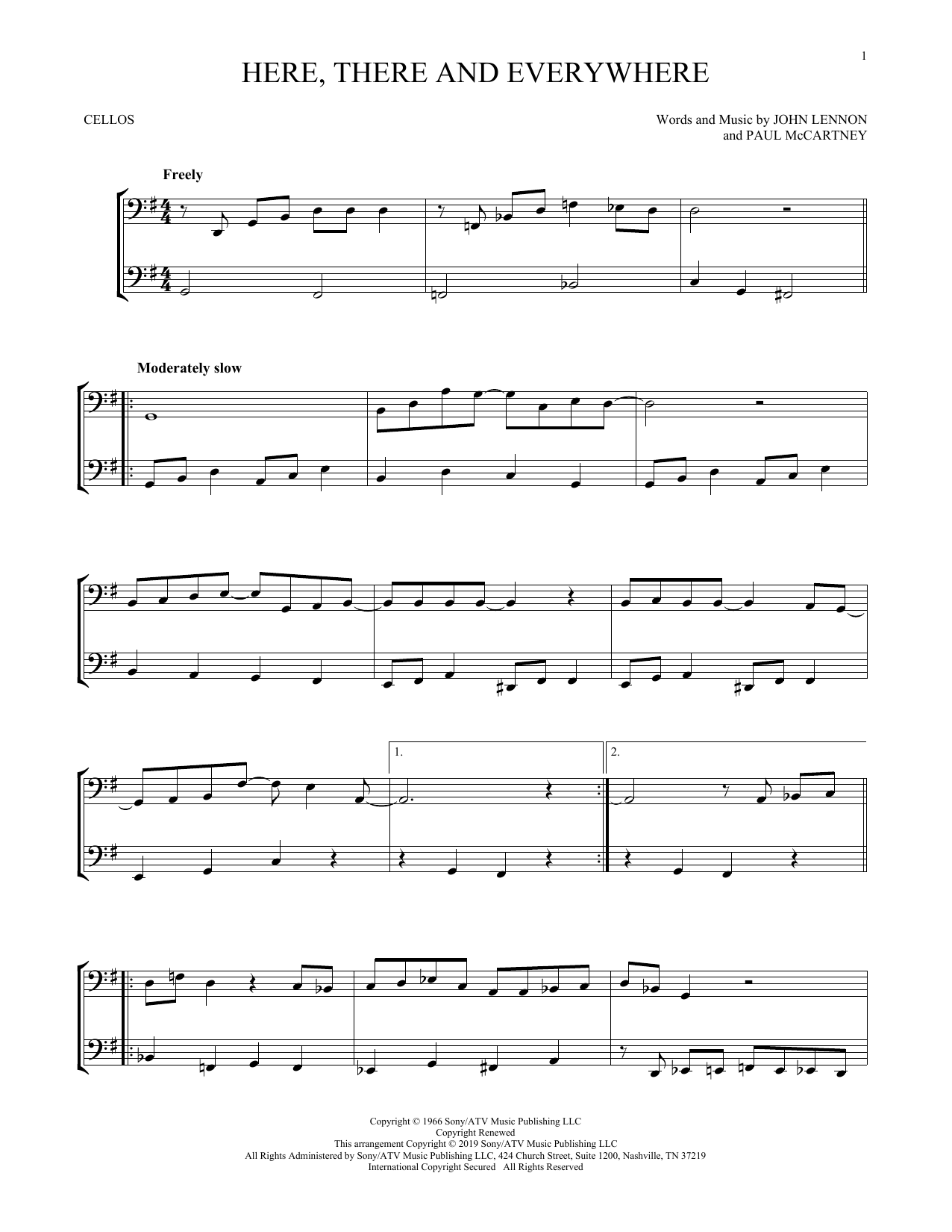 Produktgalerie: Seite 1 von 1 Here, There And Everywhere, The Beatles, Violoncello