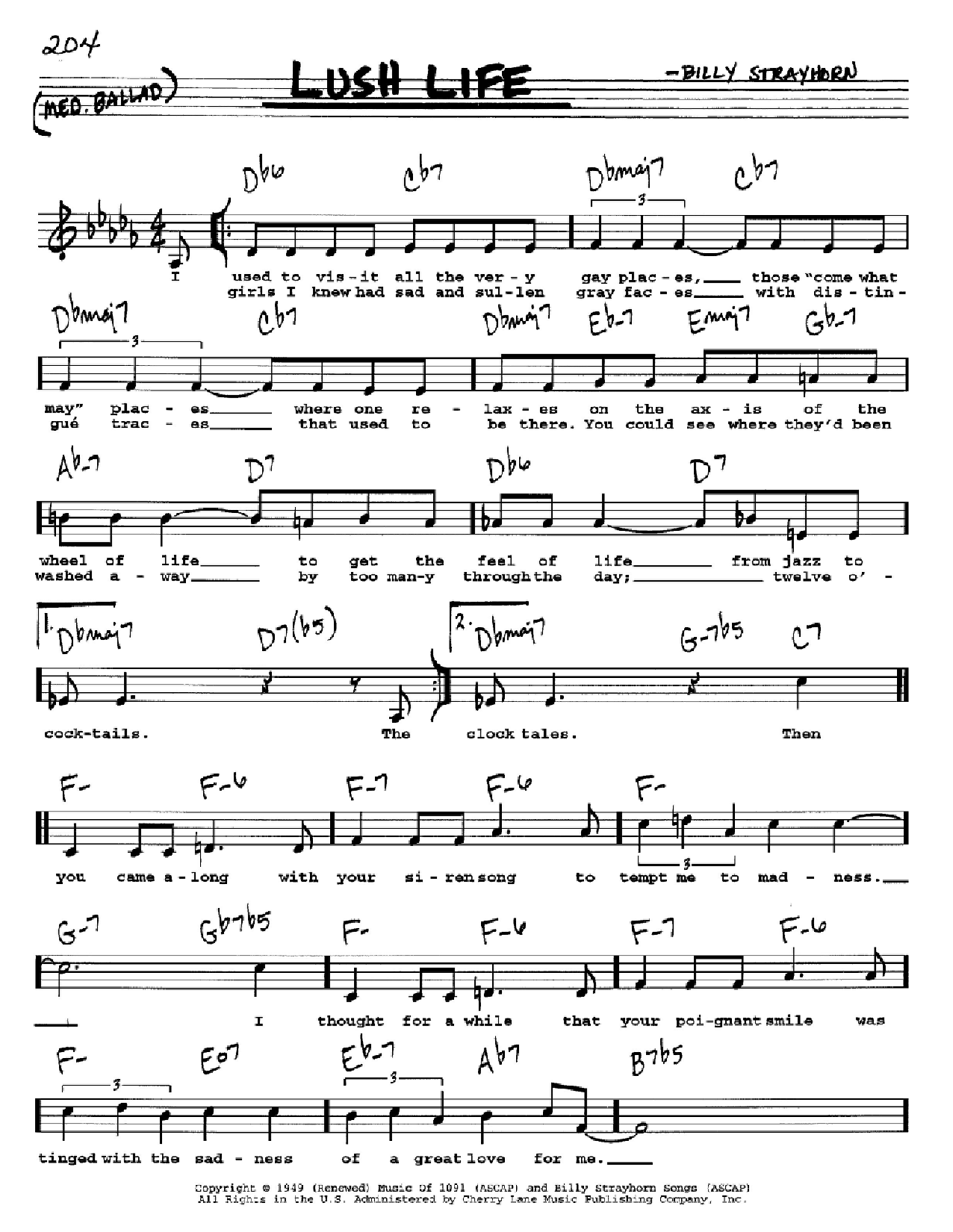 Product picture to:  Lush Life - Billy Strayhorn