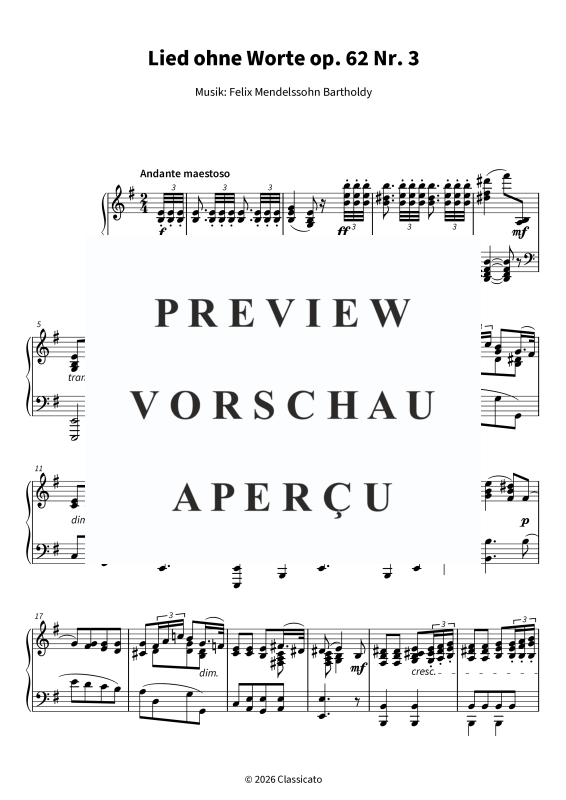 Product gallery: Page 5 of 6 Lied ohne Worte op. 62 Nr. 3, , Solo Piano