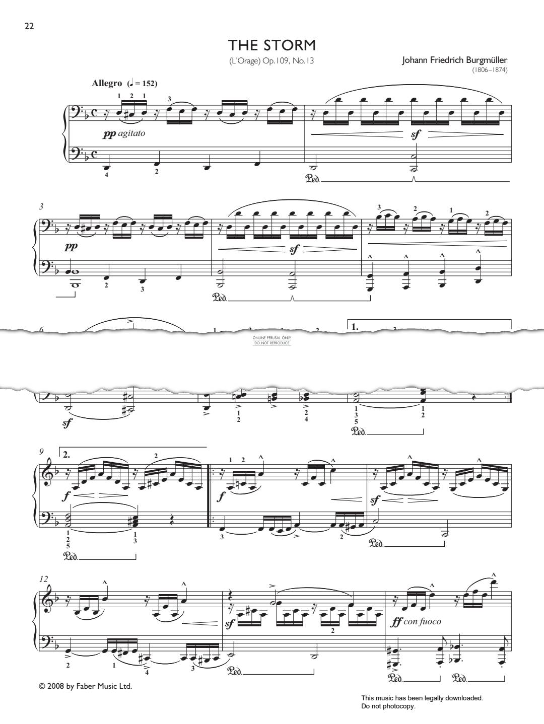 gallery: The Storm (L’Orage), Op. 109, No. 13 (from Real Repertoire Studies Grades 4-6), Johann Friedrich Burgmüller, Klavier