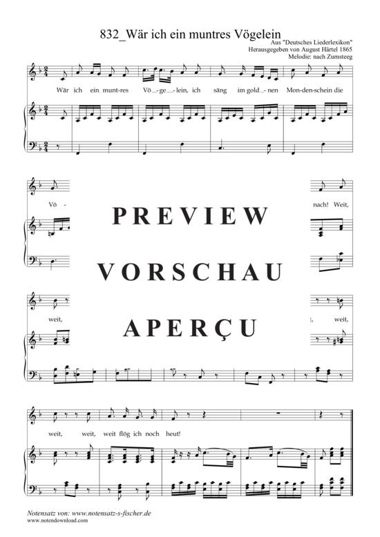 Product gallery: Page 2 of 3 Wär ich ein muntres Vögelein , , Piano and Voice
