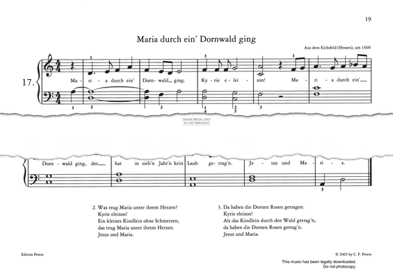 Produktgalerie: Seite 1 von 1 Maria Durch ein' Dornwald ging, German Folk Song, Gesang, Klavier