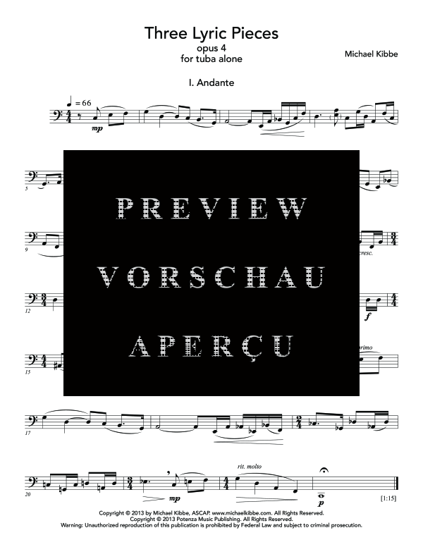Product gallery: Page 5 of 8 Three Lyric Pieces, Op. 4, , (Tuba Solo)
