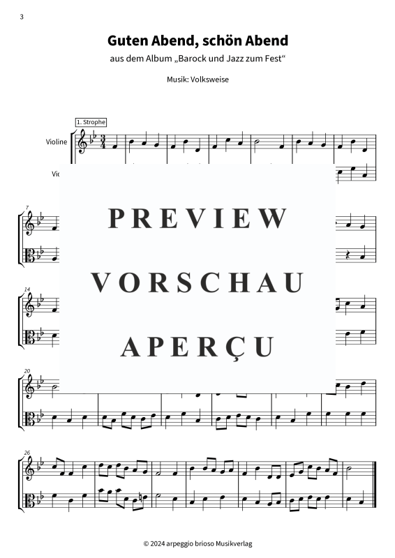 Product gallery: Page 5 of 7 Guten Abend, schön Abend - aus dem Album Barock und Jazz zum Fest, , (Duet violin viola)