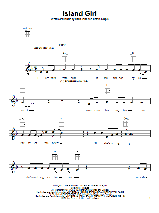 Product gallery: Page 1 of 1 Island Girl, Elton John