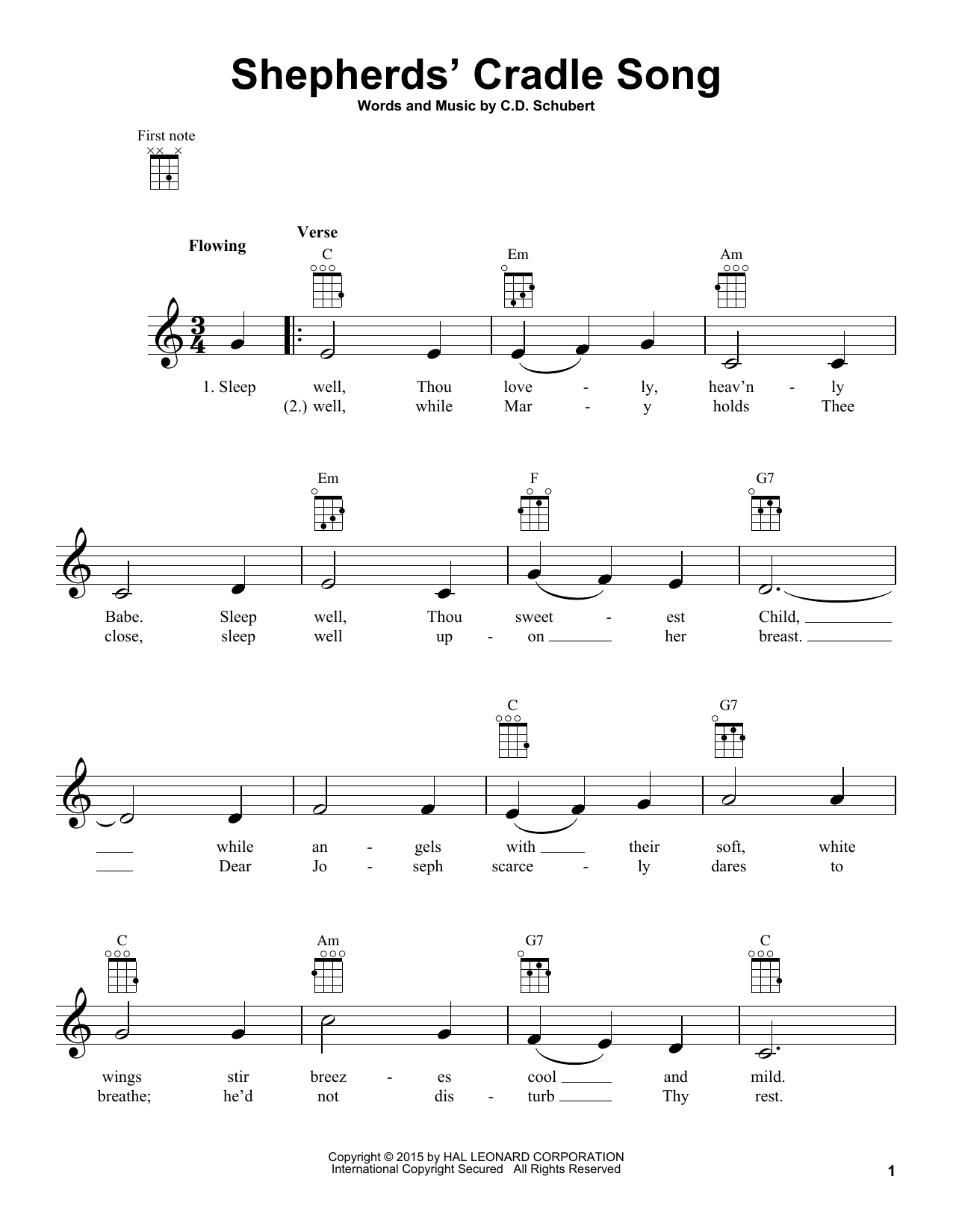 Product gallery: Page 1 of 1 Shepherds' Cradle Song, C.D. Schubert