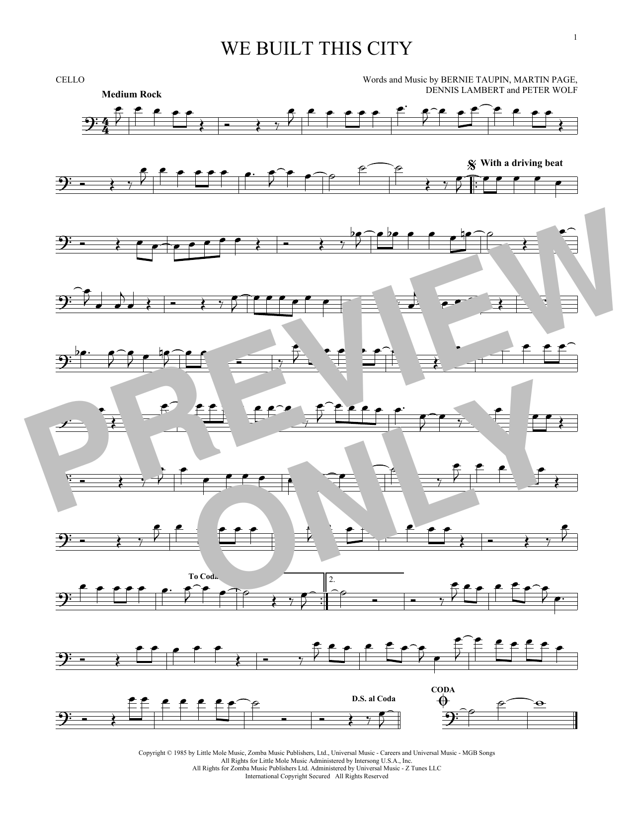 Produktgalerie: Seite 1 von 1 We Built This City, Starship, Violoncello