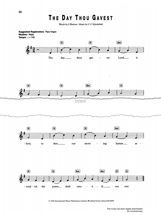 Produktgalerie: Seite 1 von 1 The Day Thou Gavest, Clement Cotterill Scholefield, Gesang, Keyboard