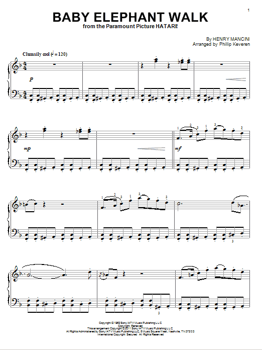 Product gallery: Page 1 of 1 Baby Elephant Walk (arr. Phillip Keveren), Henry Mancini