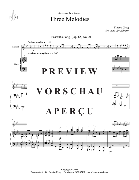 Produktgalerie: Seite 6 von 12 3 Melodies , , (Horn in F + Klavier)
