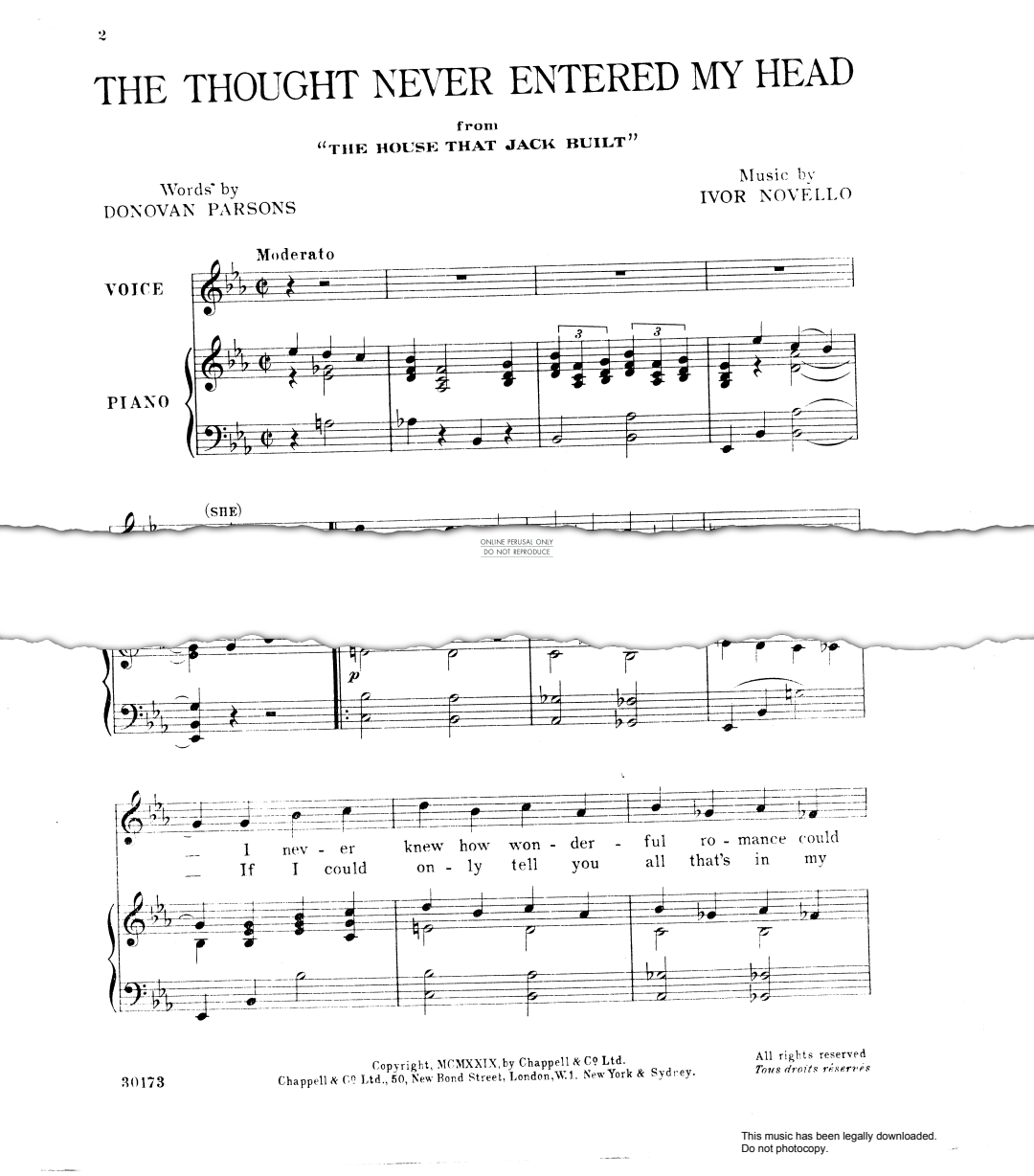 gallery: The Thought Never Entered My Head (from 'The House That Jack Built'), Ivor Novello, Gesang, Klavier