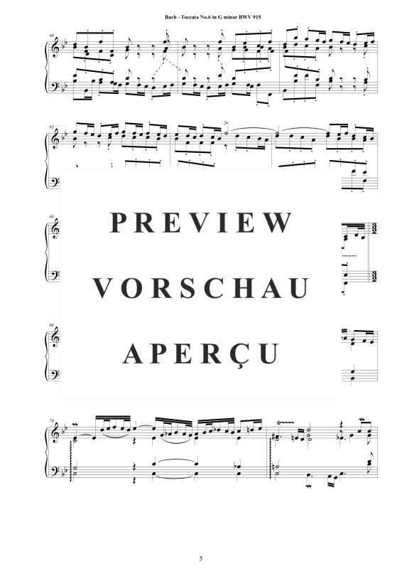 Produktgalerie: Seite 6 von 11 Toccata Nr. 6 G-Moll BWV 915, , Cembalo/Klavier Solo