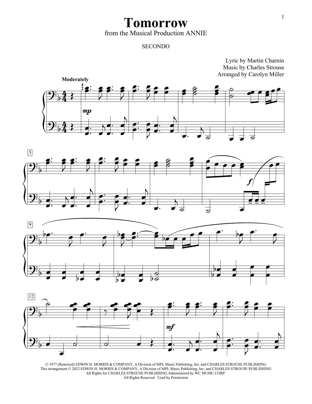 Produktbild zu: Tomorrow (from Annie) (arr. Carolyn Miller)