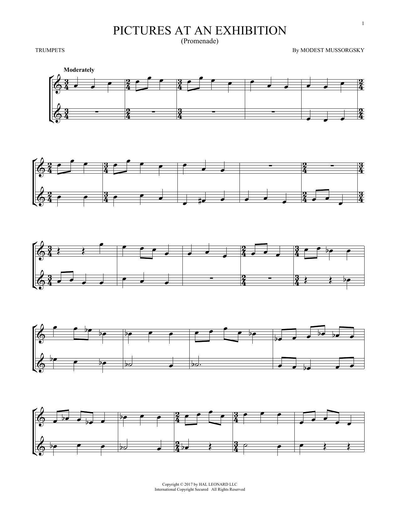 Produktgalerie: Seite 1 von 1 Pictures At An Exhibition (Theme), Modest Mussorgsky, Trompete