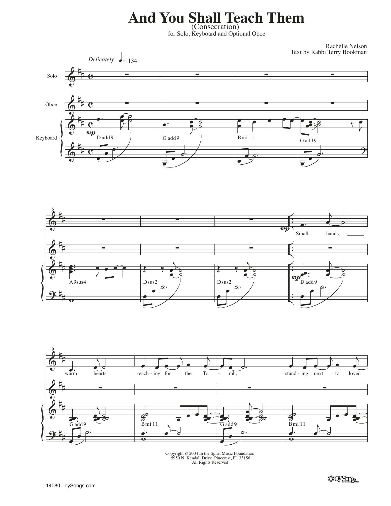 Produktgalerie: Seite 1 von 1 And You Shall Teach Them (opt. Oboe), Rachelle Nelson, Gesang, Klavier