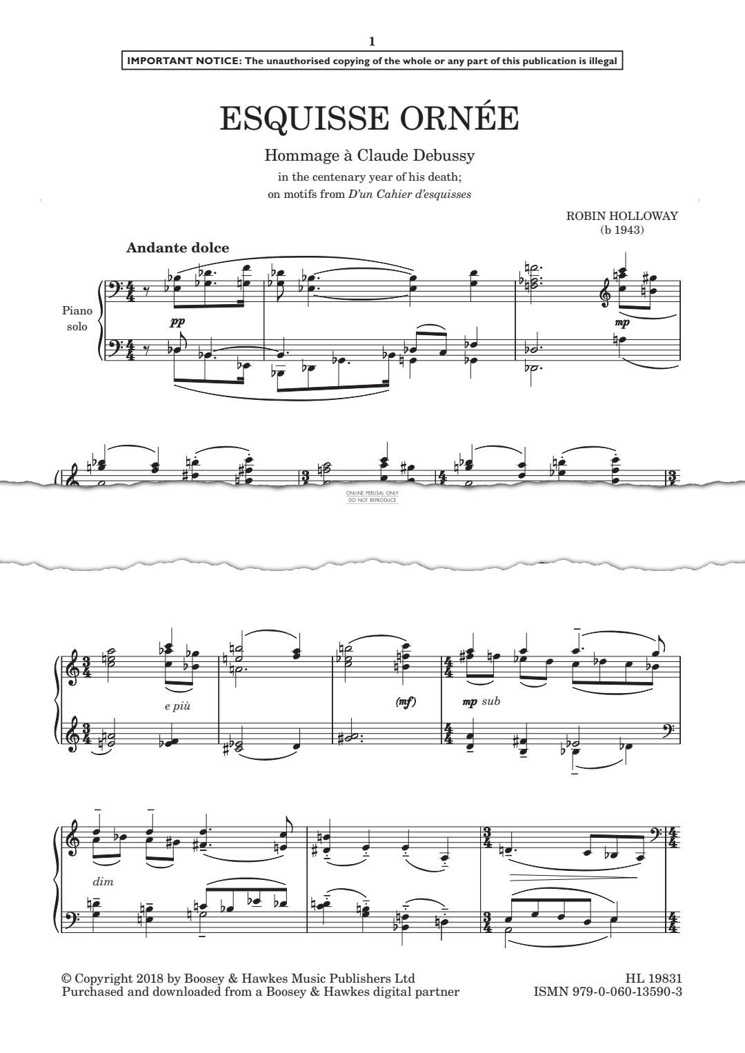 Produktgalerie: Seite 1 von 1 Equisse ornee, Robin Holloway, Klavier