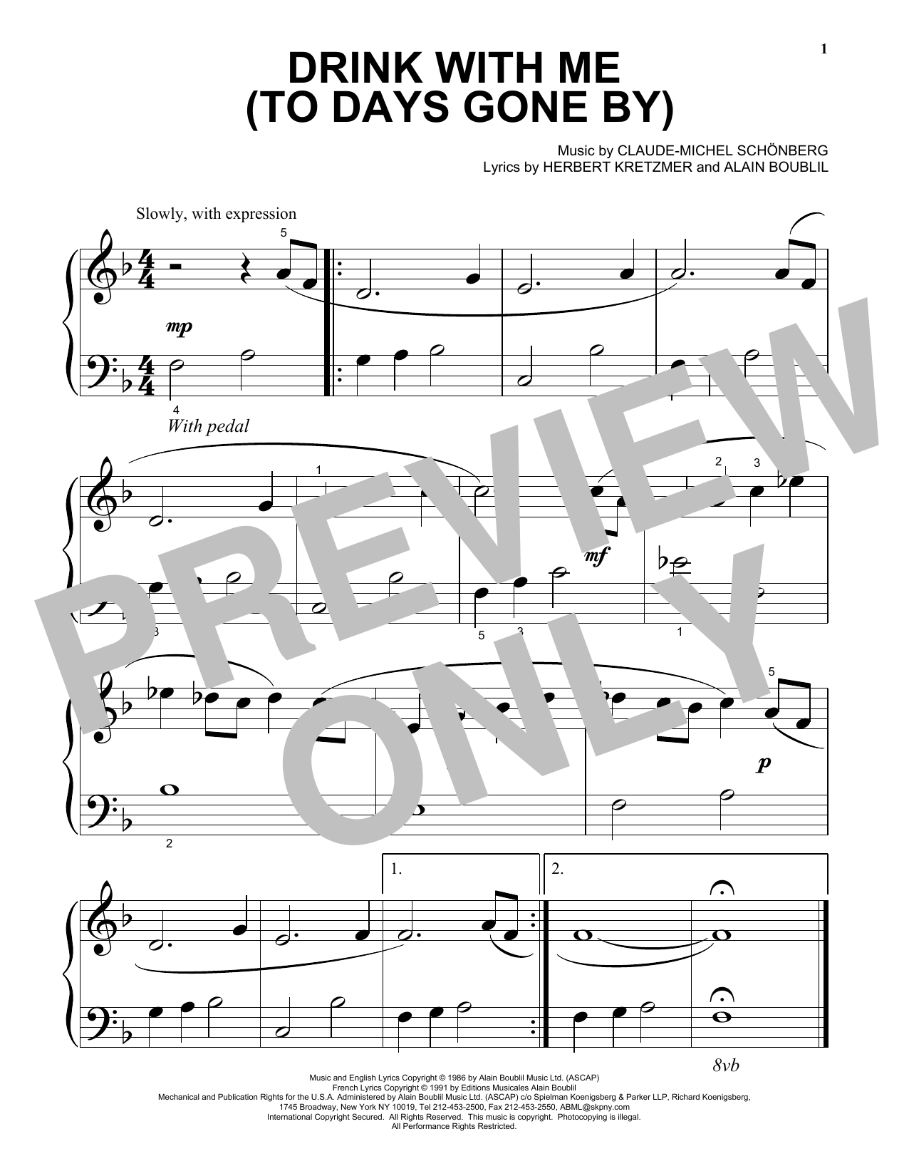 Produktgalerie: Seite 1 von 1 Drink With Me (To Days Gone By), Claude-Michel Schonberg, Klavier